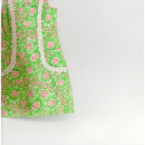 Lilly Pulitzer Sunnyside Lion Liz Shift Dress Sleeveless Pink Green Women's 4 - Picture 3 of 6